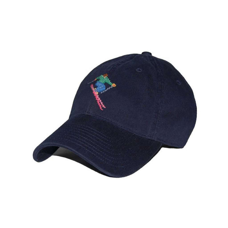 Skier Needlepoint Hat in Navy by Smathers & Branson - Country Club Prep