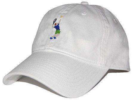 Tennis Player Needlepoint Hat in White by Smathers & Branson - Country Club Prep