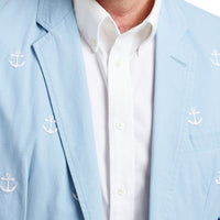 Spinnaker Blazer With Embroidered White Anchor in Blue Grotto by Castaway Clothing - Country Club Prep