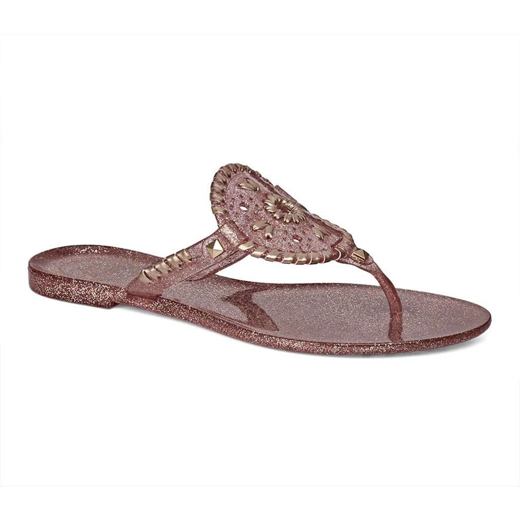 Jack Rogers Sparkle Georgica Jelly Sandal in Rose Gold Country Club Prep