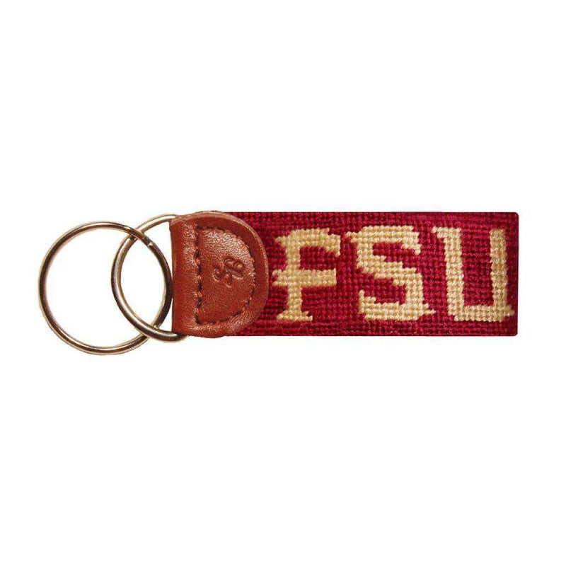 Florida State University Needlepoint Key Fob in Garnet by Smathers & Branson - Country Club Prep