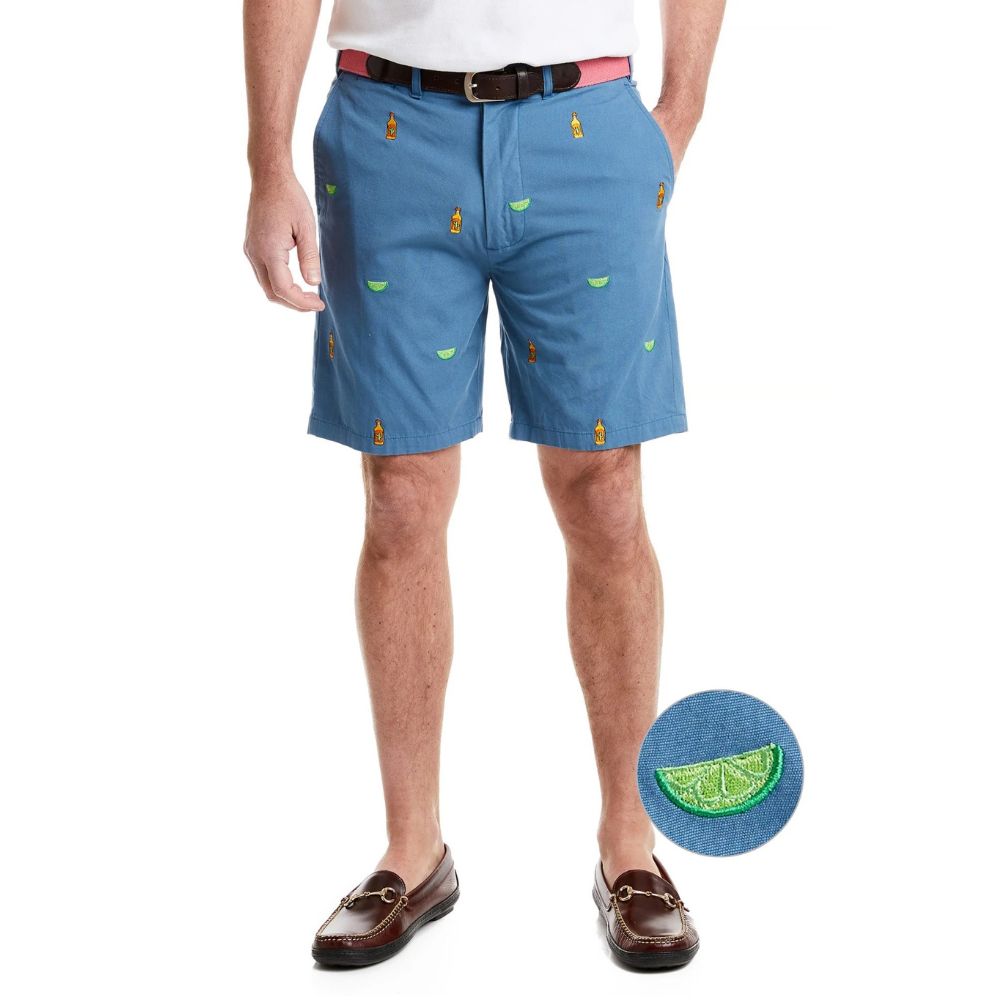 Island Canvas Short with Tequila, Salt & Lime in Dark Denim by Castaway Clothing - Country Club Prep