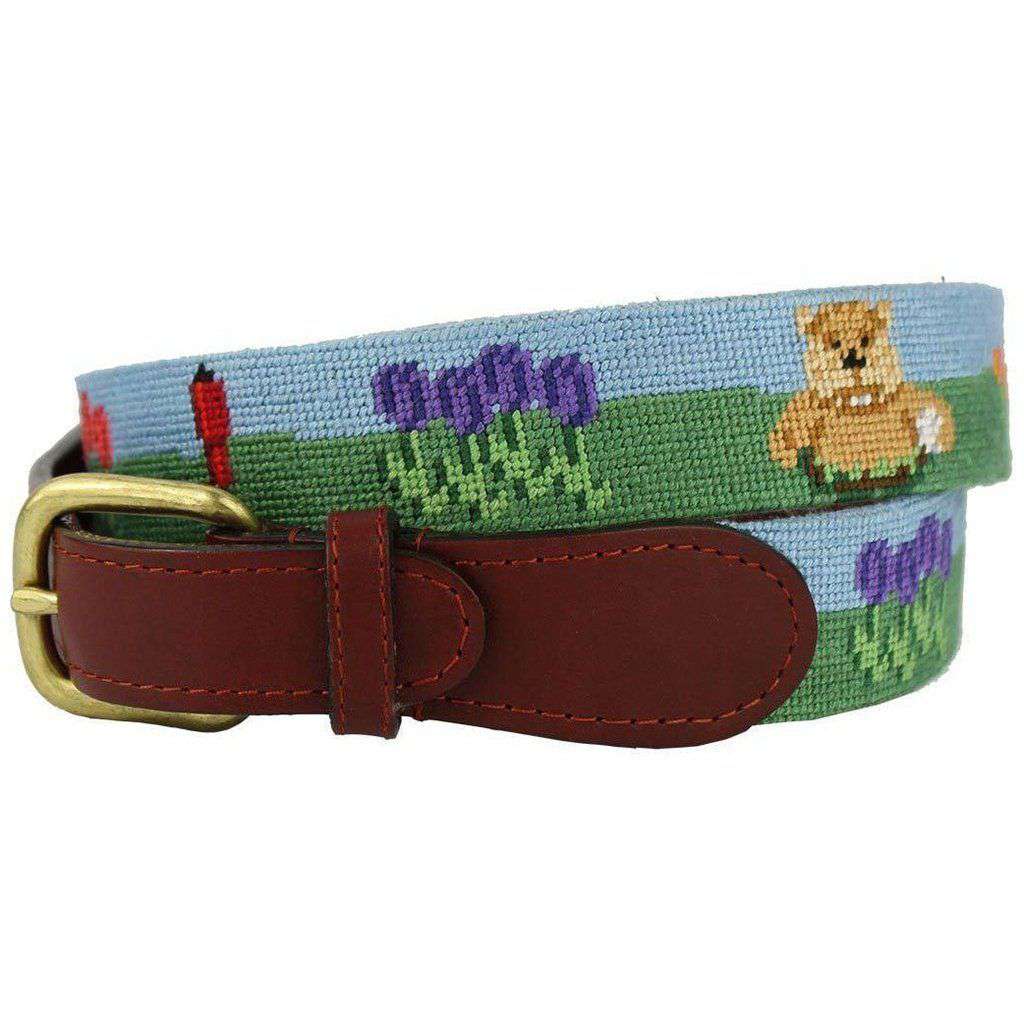 Caddyshack Needlepoint Belt in Blue and Green by Smathers & Branson - Country Club Prep