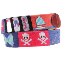 Greatest Hits Needlepoint Belt in Navy by Smathers & Branson - Country Club Prep