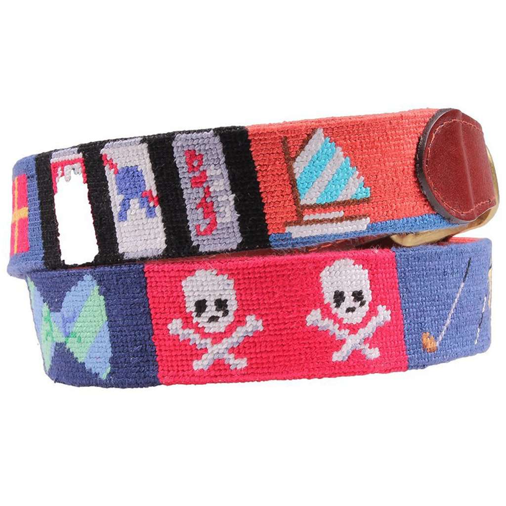 Greatest Hits Needlepoint Belt in Navy by Smathers & Branson - Country Club Prep