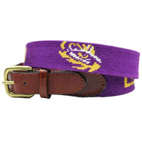 LSU Needlepoint Belt in Purple by Smathers & Branson - Country Club Prep