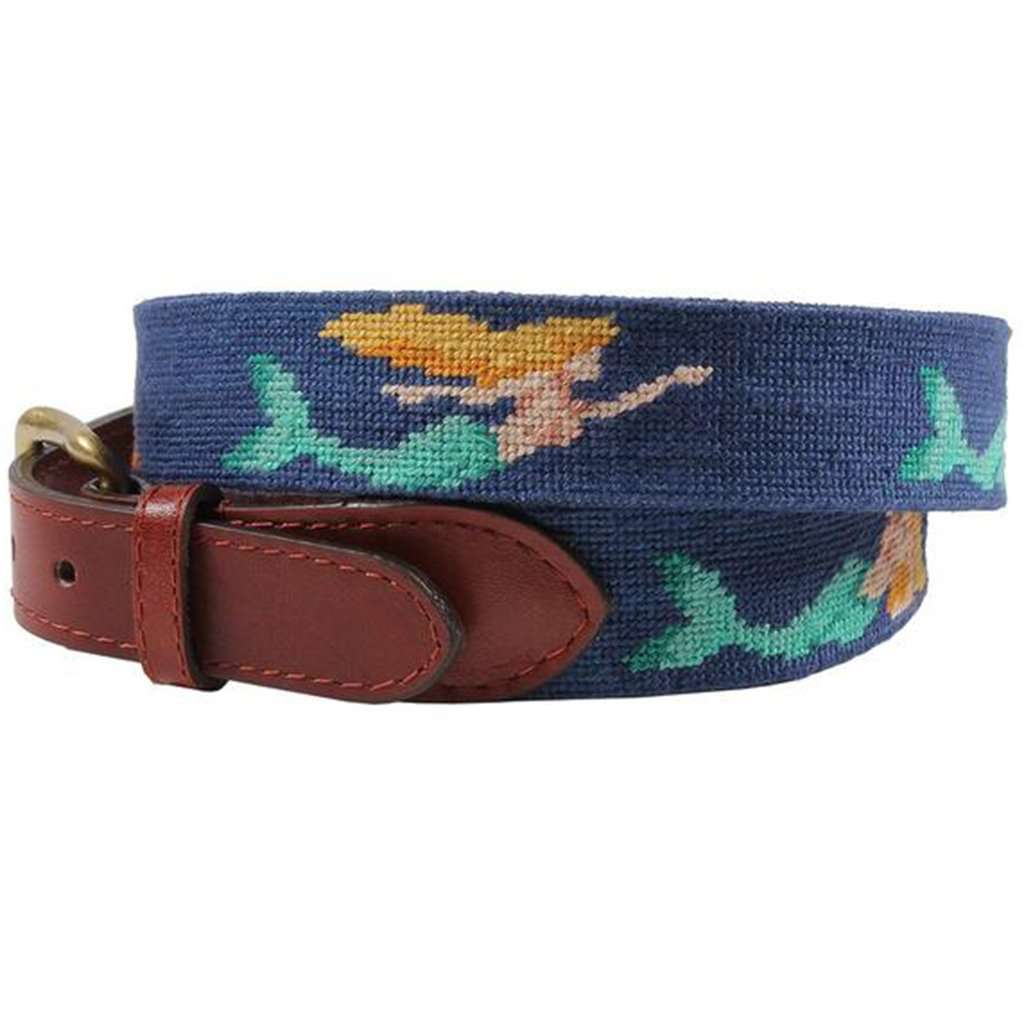 Mermaid Needlepoint Belt in Classic Navy by Smathers & Branson - Country Club Prep