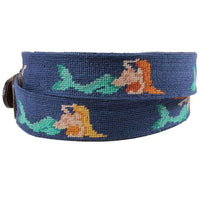 Mermaid Needlepoint Belt in Classic Navy by Smathers & Branson - Country Club Prep