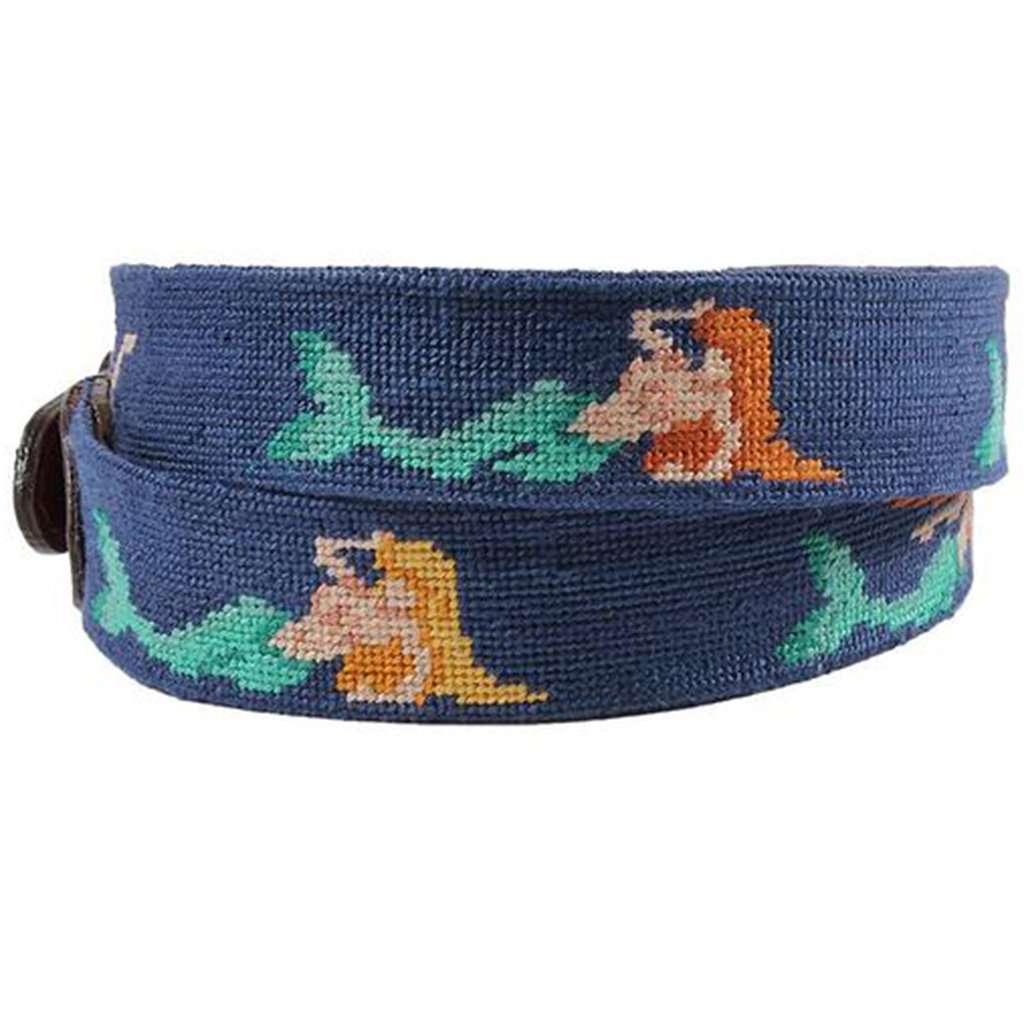 Mermaid Needlepoint Belt in Classic Navy by Smathers & Branson - Country Club Prep