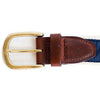 NC Traditional Leather Tab Belt in Navy Ribbon with White Canvas Backing by State Traditions - Country Club Prep