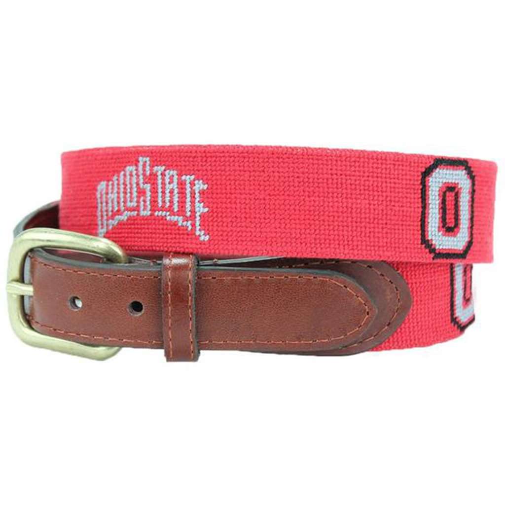 Ohio State University Needlepoint Belt in Red by Smathers & Branson - Country Club Prep