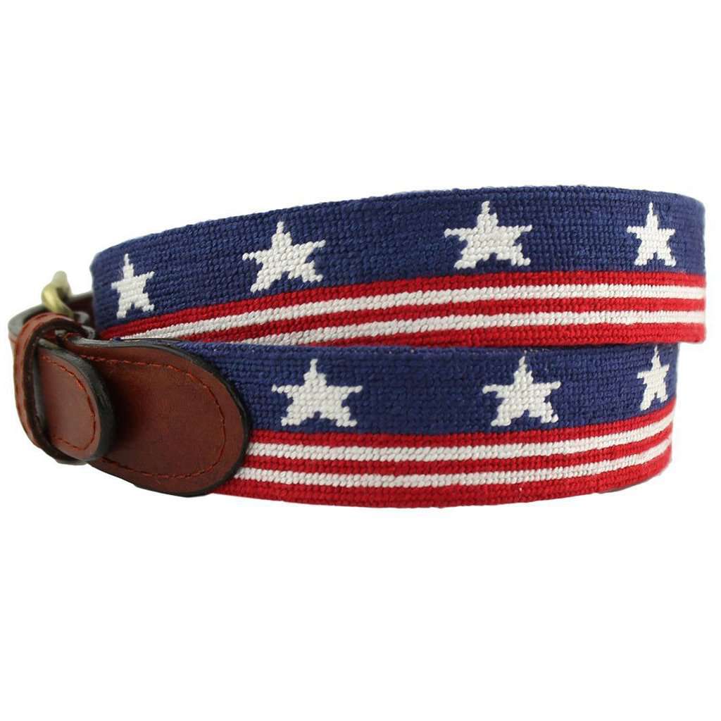 Old Glory Needlepoint Belt in Red, White and Blue by Smathers & Branson - Country Club Prep