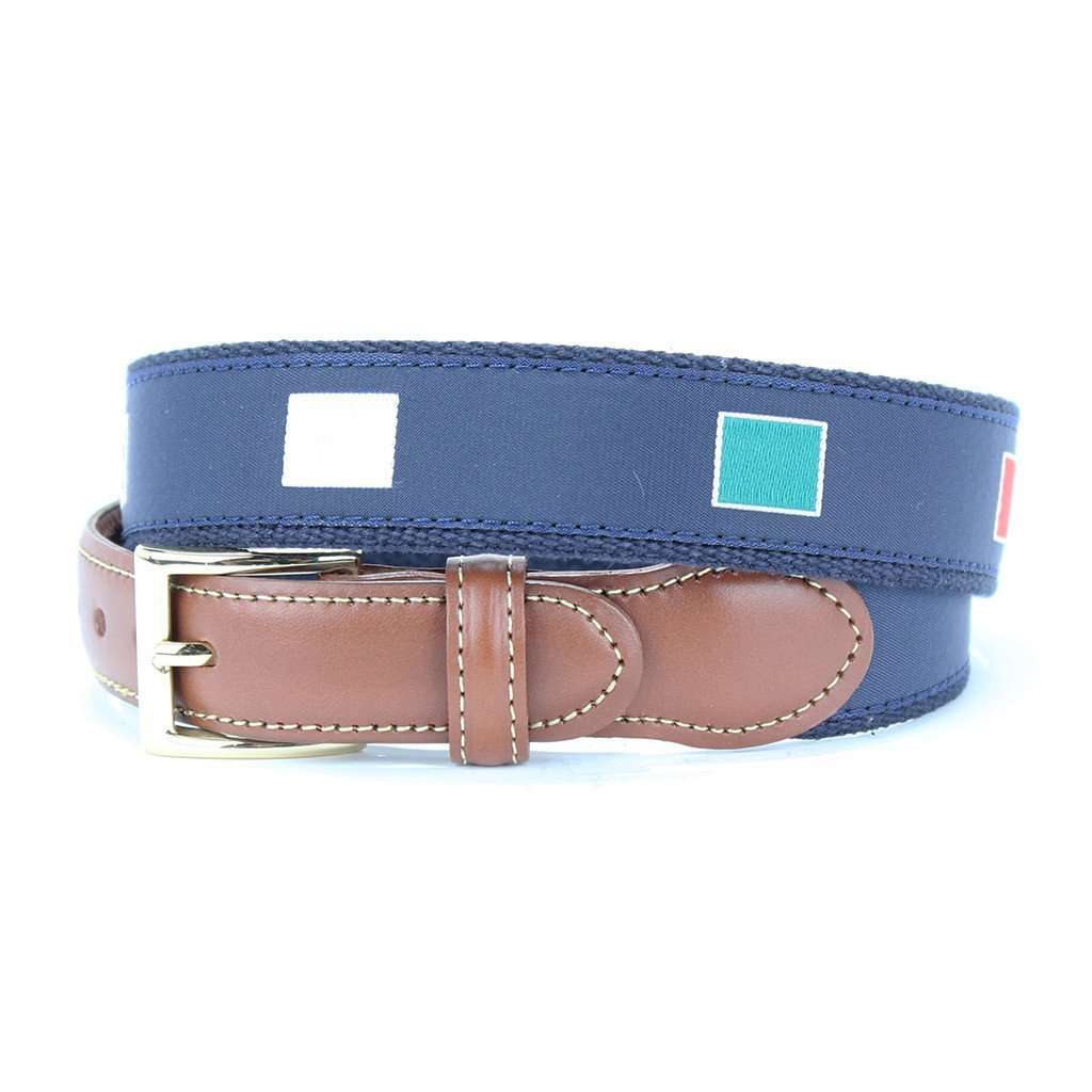 Mint Julep Leather Tab Belt in Blue by Country Club Prep