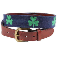 Shamrock Needlepoint Belt in Dark Navy by Smathers & Branson - Country Club Prep