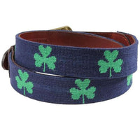 Shamrock Needlepoint Belt in Dark Navy by Smathers & Branson - Country Club Prep