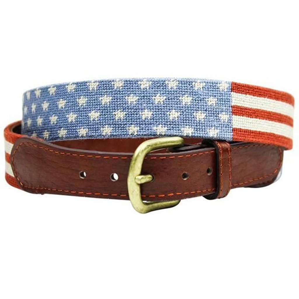 Stars and Stripes Needlepoint Belt in Red, White and Blue by Smathers & Branson - Country Club Prep