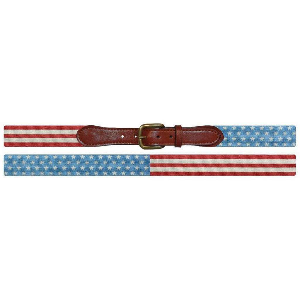 Stars and Stripes Needlepoint Belt in Red, White and Blue by Smathers & Branson - Country Club Prep