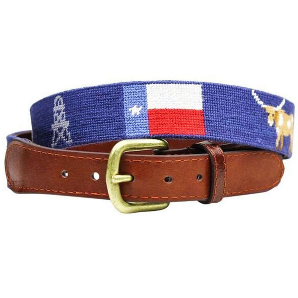 Texas Life Needlepoint Belt in Navy by Smathers & Branson - Country Club Prep