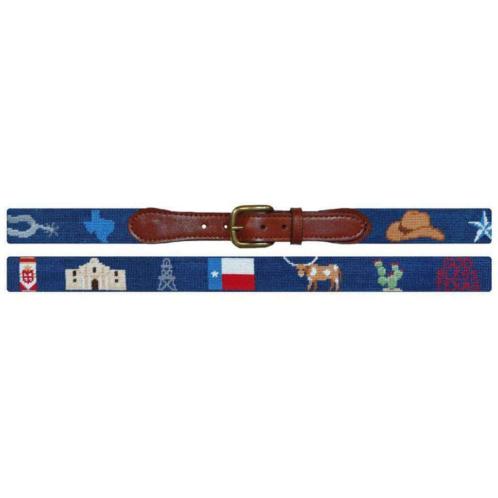 Texas Life Needlepoint Belt in Navy by Smathers & Branson - Country Club Prep