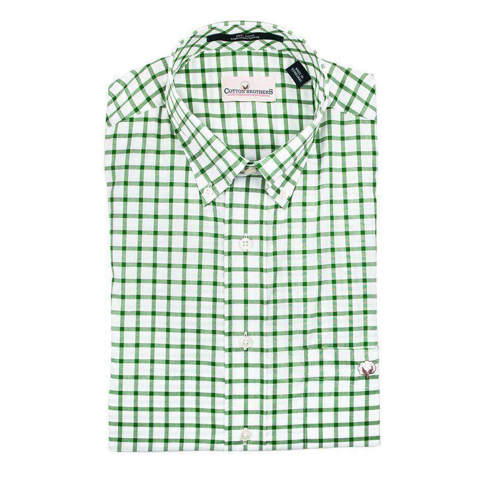 hunter green dress shirt men Cotton Brothers Button Down in Hunter Green Check – Country Club Prep