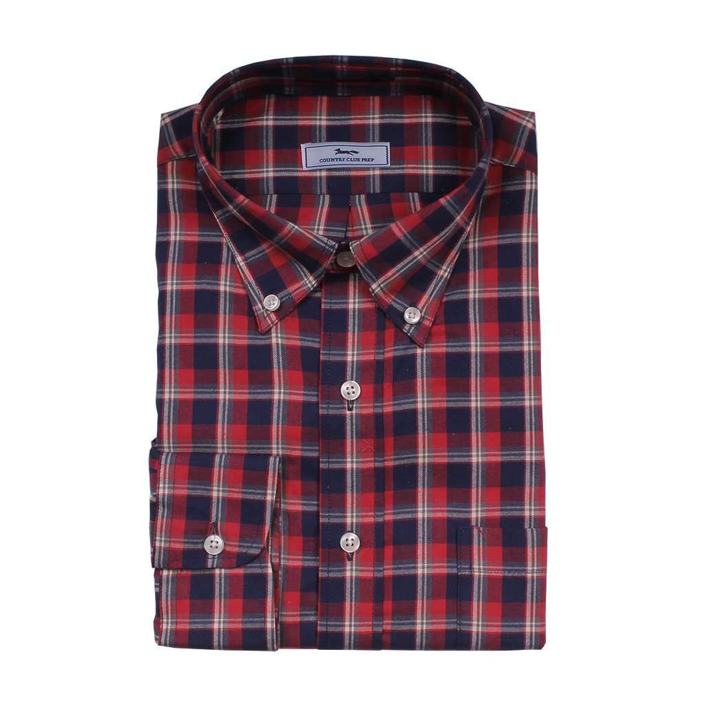 Plaid Button Down in Navy and Red by Country Club Prep - Country Club Prep