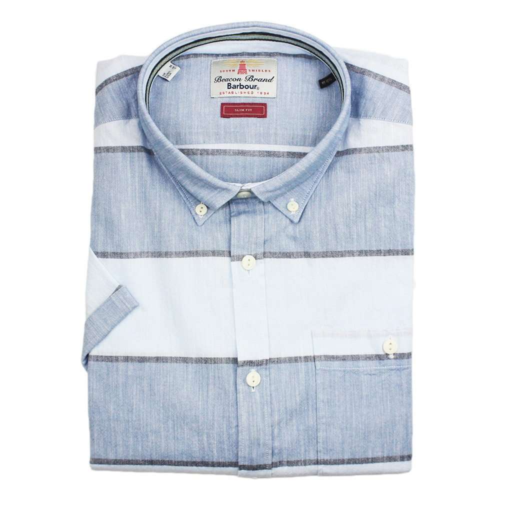 Short Sleeve Slim Fit Button Down in Chambray by Barbour