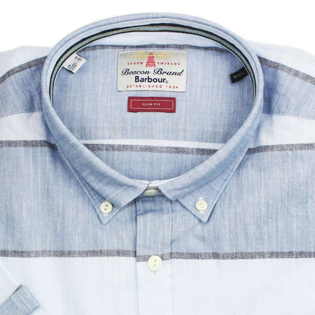 Short Sleeve Slim Fit Button Down in Chambray by Barbour - Country Club Prep