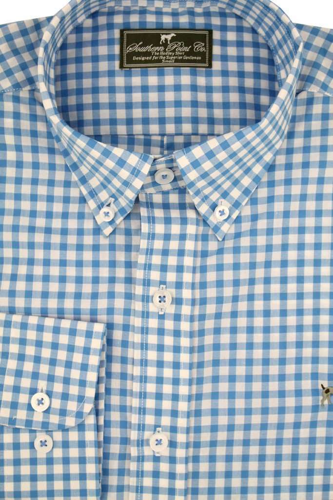 southern point dress shirts The Hadley Shirt in Maui Blue Gingham by Southern Point Co. Blue / S