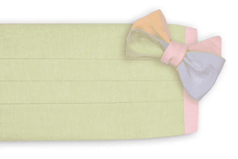 Spring Chambray Four Way Cummerbund Set with Mint Front by High Cotton - Country Club Prep