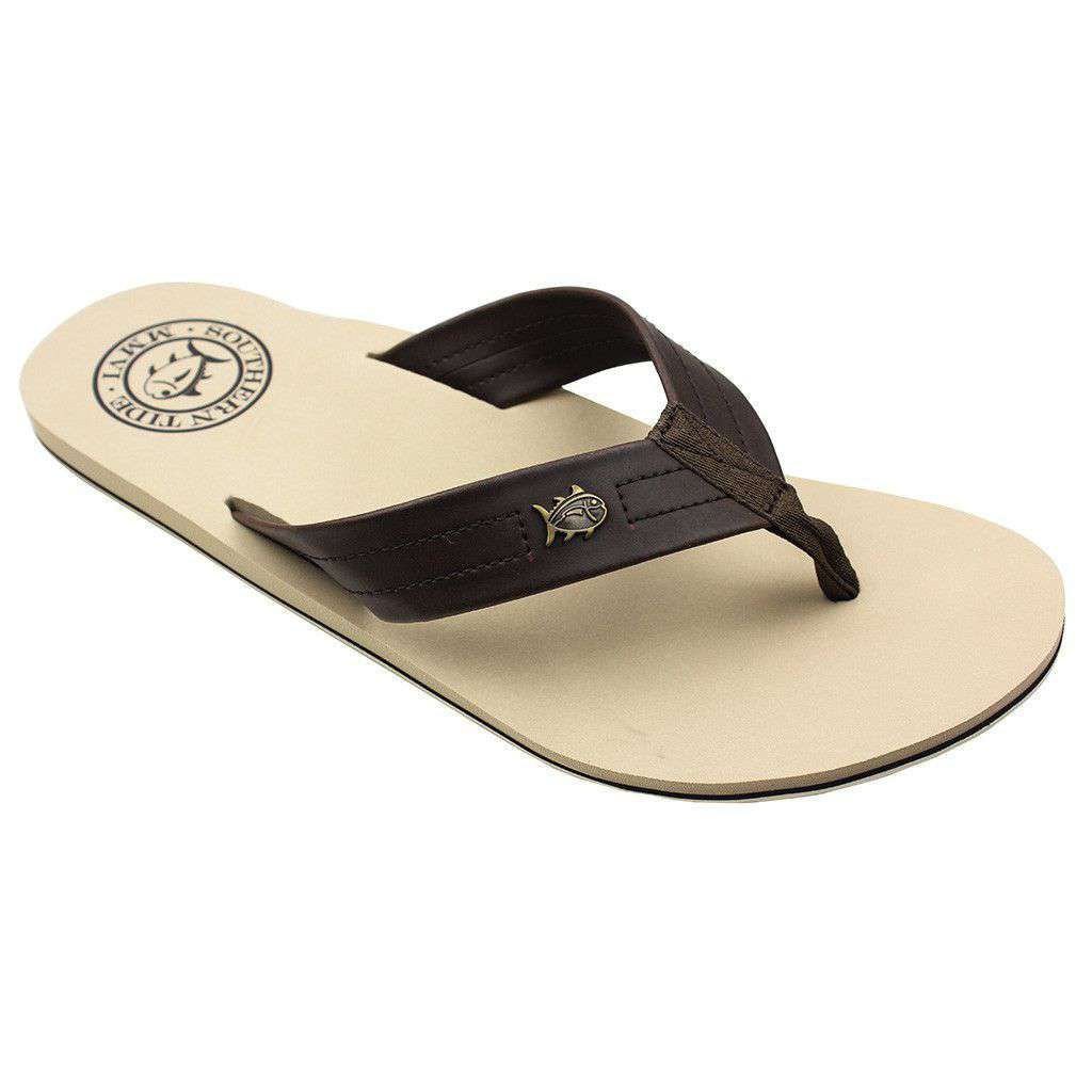 Southern Tide Dockside Leather Upper Flipjacks in Dark Brown  display picture 1