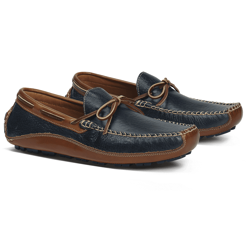 Trask Drake Bison Loafer in Navy – Country Club Prep display picture 1
