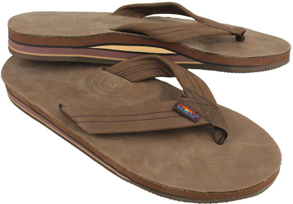 Luxury Leather Rainbow Double Arch Flip Flops Rainbow Sandals