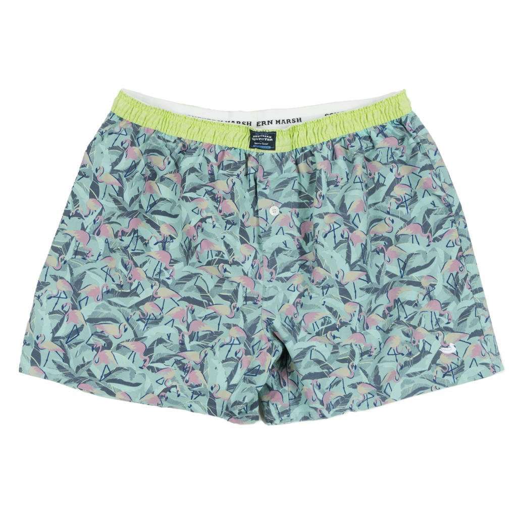 Hanover Flamingos Boxer in Sage & Pink by Southern Marsh - Country Club Prep