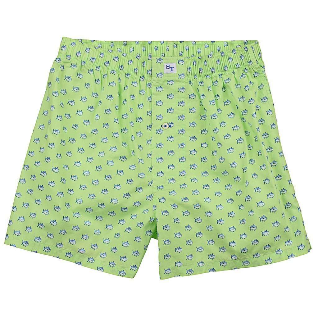 Tropical Palm Green Plaid Boxer by Southern Tide