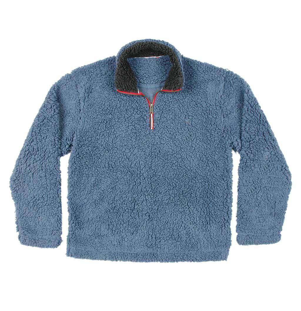 Southern Marsh Appalachian Pile Pullover 1/4 Zip in Washed Blue