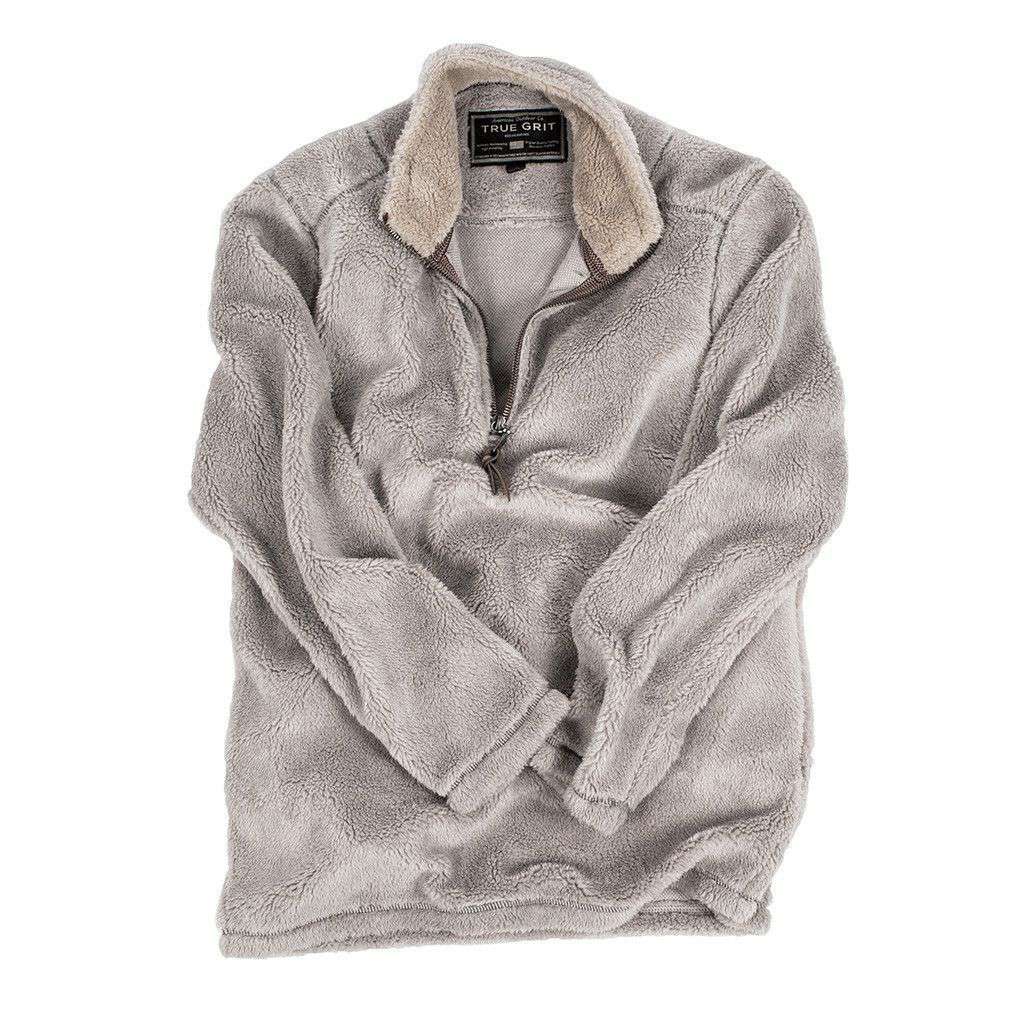 Pebble Pile Pullover 1/2 Zip in Faded Heather by True Grit - Country Club Prep
