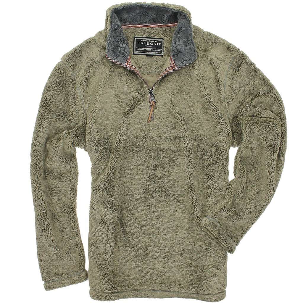 Pebble Pile Pullover 1/2 Zip in Gravel by True Grit - Country Club Prep