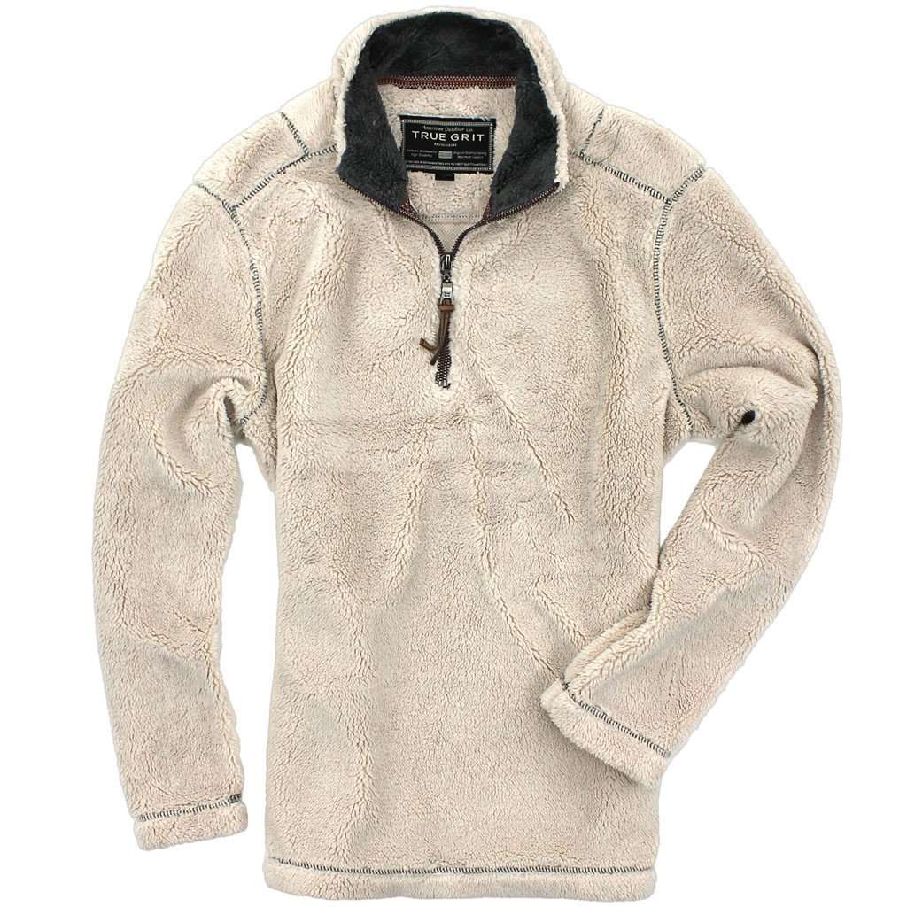 Pebble Pile Pullover 1/2 Zip in Ivory by True Grit - Country Club Prep