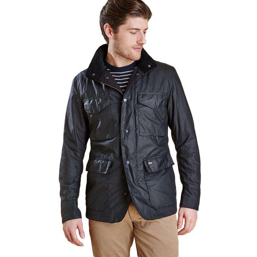 Barbour Sapper Tailored Wax Jacket in Navy – Country Club Prep