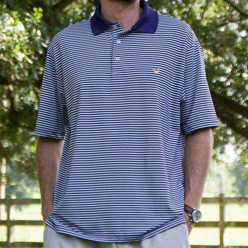 Southern Marsh Bermuda Performance Polo in Purple and White Stripe
