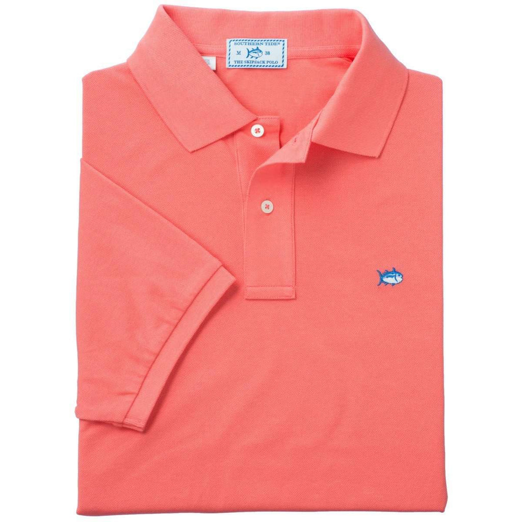 Gingham Placket Skipjack Polo in Coral Beach by Southern Tide