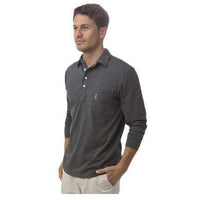 The Long Sleeve 4-Button Polo in Heather Charcoal Grey by Johnnie-O - Country Club Prep