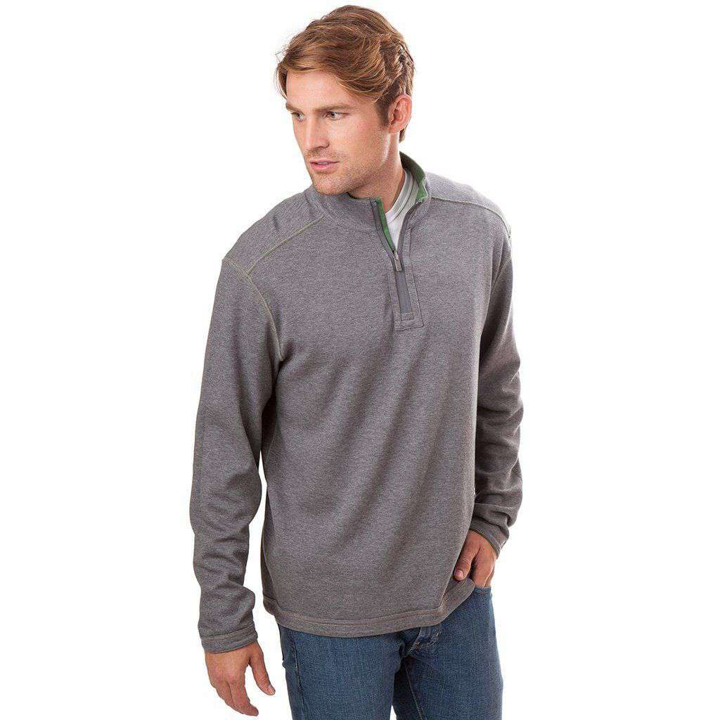 Blue Ridge Reversible 1/4 Zip Pullover in Willow and Grey by Southern Tide - Country Club Prep