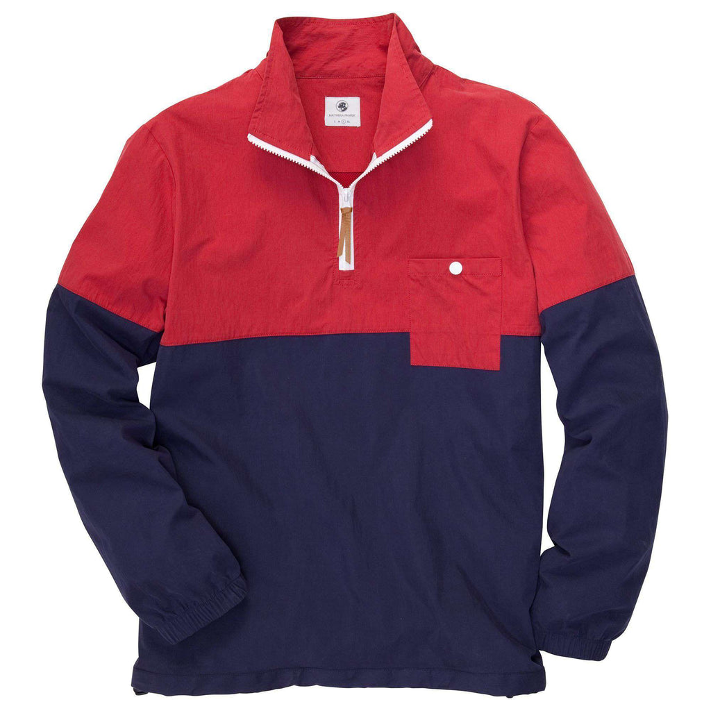 Southern Proper Dock Pullover in Madras Red and Navy - Country Club Prep