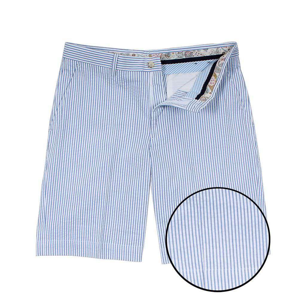 Blue Seersucker Shorts by Country Club Prep - Country Club Prep