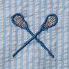 Cisco Shorts in Blue Seersucker with Embroidered Lacrosse Stick & Helmet by Castaway Clothing - Country Club Prep