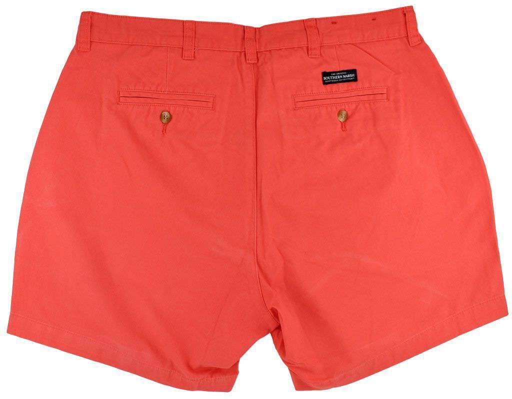 The Regatta 6" Short Flat Front in Coral Red by Southern Marsh - Country Club Prep