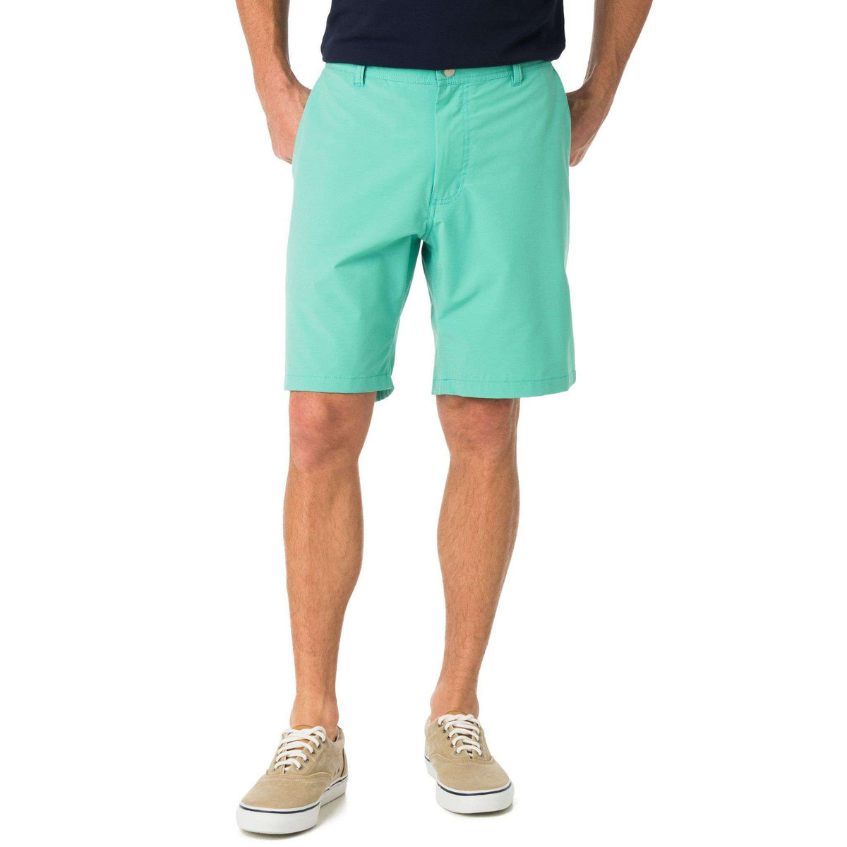 Tide to Trail Performance Shorts in Heron Green by Southern Tide - Country Club Prep