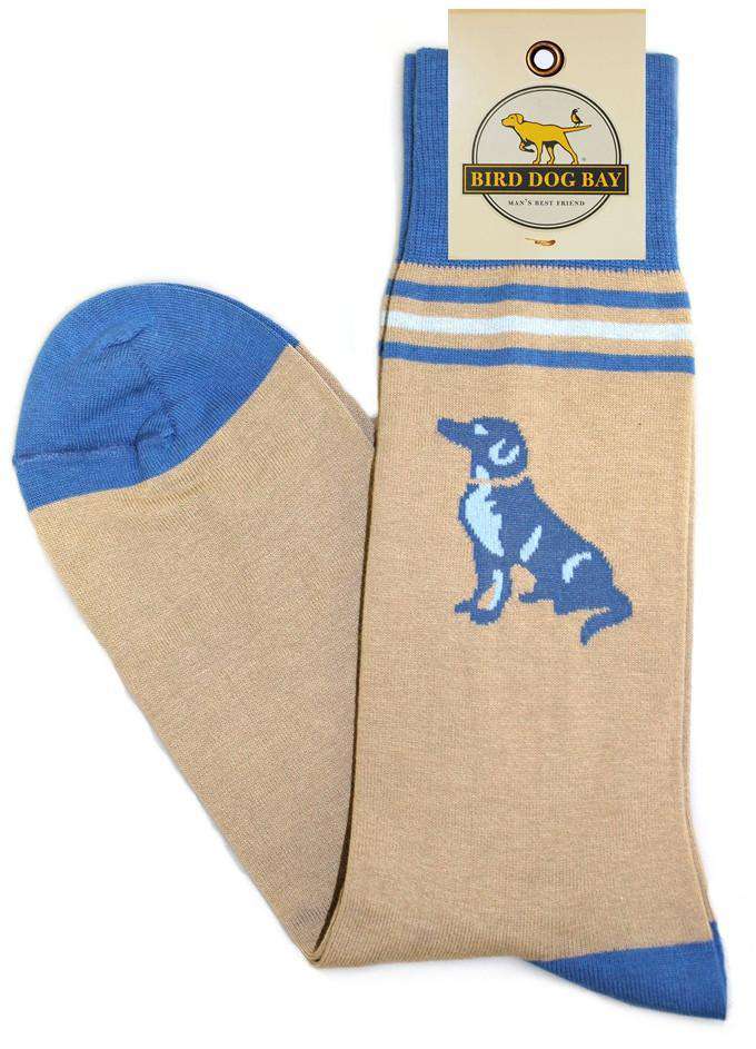 Bird Dog Bay Sit Stay Sporting Socks in Tan Country Club Prep
