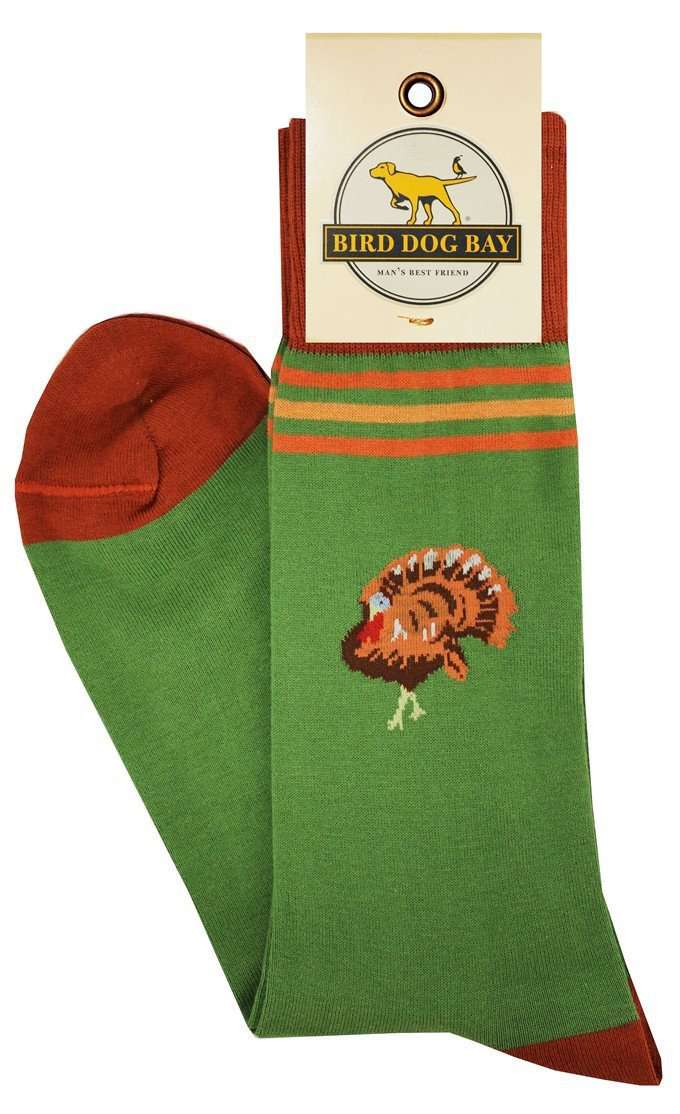 Bird Dog Bay Turkey Trot Socks in Green Country Club Prep